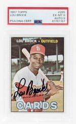 1967 TOPPS #285 LOU BROCK (HOF) PSA/DNA 6 EX-MT 9 AUTOGRAPH.