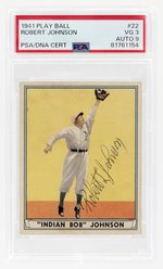 1941 PLAY BALL #22 ROBERT JOHNSON PSA/DNA 3 VG 9 AUTOGRAPH.