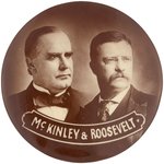 McKINLEY & ROOSEVELT SEPIA TONED REAL PHOTO JUGATE BUTTON.