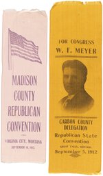 MONTANA 1912 RIBBON PAIR INC. MEYER FOR CONGRESS & REPUBLICAN CONVENTION.