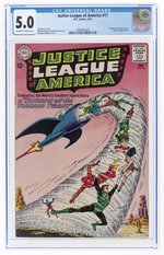 JUSTICE LEAGUE OF AMERICA #17 FEBRUARY 1963 CGC 5.0 VG/FINE.