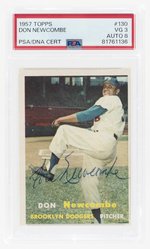 1957 TOPPS #130 DON NEWCOMBE PSA/DNA 3 VG 8 AUTOGRAPH.