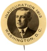 WILSON "INAUGURATION 1913 WASHINGTON DC" PORTRAIT BUTTON.