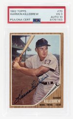 1962 TOPPS #70 HARMON KILLEBREW (HOF) PSA/DNA 3 VG 10 AUTOGRAPH.