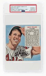 1952 RED MAN TOBACCO BOB FELLER (HOF) HAND CUT-WITHOUT TAB PSA/DNA 2 GOOD 9 AUTOGRAPH.