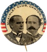 "McKINLEY CLUB CANTON, S.D." RARE 1896 SOUTH DAKOTA JUGATE BUTTON.