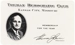 "TRUMAN DEMOCRATIC CLUB" 1948 KANSAS CITY, MO MEMBERSHIP CARD.