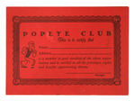 "POPEYE CLUB" MEMBERSHIP CARD.