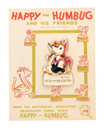 "PETE AND REEPETE" PLASTIC PIN ON "HAPPY THE HUMBUG" CARD.