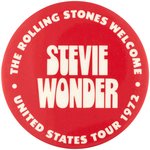 THE ROLLING STONES WELCOME STEVIE WONDER UNITED STATES TOUR 1972 BUTTON.