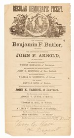 BENJAMIN BUTLER MA "REGULAR DEMOCRATIC TICKET" 1878 BALLOT.