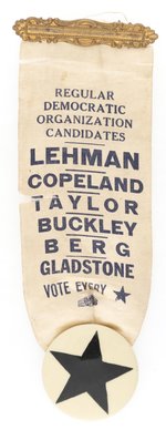 REGULAR DEMOCRATIC RIBBON: LEHMAN, COPELAND, TAYLOR, BUCKLEY, BERG, ETC.