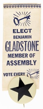 ELECT BENJAMIN GLADSTONE RECOVERY PARTY RIBBON BADGE.