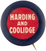 HARDING AND COOLIDGE 1920 NAME BUTTON HAKE #52.