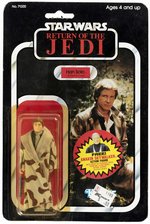 STAR WARS: RETURN OF THE JEDI (1984) - HAN SOLO (TRENCH COAT) 77 BACK-B CARDED ACTION FIGURE.