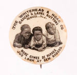 WHITEHEAD & HOAG BLACK YOUNGSTERS "LOOK AT DEM BADGES" AD BUTTON.