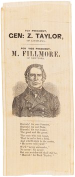 TAYLOR & FILLMORE RARE 1848 CAMPAIGN PORTRAIT RIBBON.