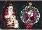 TIM BURTON'S THE NIGHTMARE BEFORE CHRISTMAS BLOWN GLASS ORNAMENT BOXED SET.