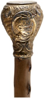 McKINLEY & HOBART "GOLD OUR BASIS" 1896 COIN MOTIF JUGATE CANE TOPPER.