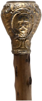 McKINLEY & HOBART "GOLD OUR BASIS" 1896 COIN MOTIF JUGATE CANE TOPPER.