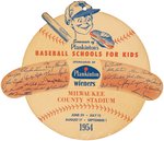 1954 MILWAUKEE BRAVES PLANKINTON'S BASEBALL SCHOOLS FOR KIDS SOUVENIR FEATURING HANK AARON IN HIS ROOKIE SEASON.