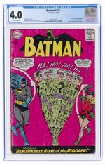 BATMAN #171 MAY 1965 CGC 4.0 VG (FIRST SILVER AGE RIDDLER).