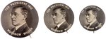 "FOR PRESIDENT 1912 WOODROW WILSON" PORTRAIT BUTTON SIZE VARIETY TRIO.