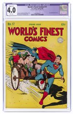 WORLD'S FINEST COMICS #17 SPRING 1945 CGC RESTORED 4.0 SLIGHT (C-1) VG.