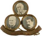 ROOSEVELT, CHURCHILL & STALIN ITALIAN WWII LAPEL BADGE.