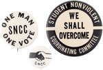 STUDENT NON-VIOLENT COORDINATING COMMITTEE SNCC CIVIL RIGHTS BUTTON TRIO.