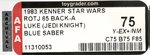 STAR WARS: RETURN OF THE JEDI (1984) - LUKE SKYWALKER (JEDI KNIGHT) 65 BACK-A (DEBUT CARD) AFA 75 Y-EX+/NM.