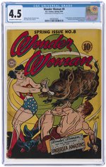 WONDER WOMAN #8 SPRING 1944 CGC 4.5 VG+.