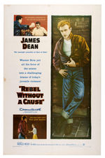 JAMES DEAN "REBEL WITHOUT A CAUSE" LINEN-MOUNTED MOVIE POSTER.