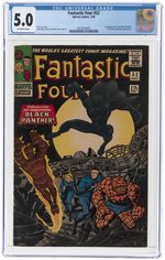 FANTASTIC FOUR #52 JULY 1966 CGC 5.0 VG/FINE (FIRST BLACK PANTHER).