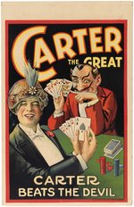 CARTER THE GREAT- CARTER BEATS THE DEVIL MAGICIAN WINDOW CARD.