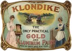 KLONDIKE BAER BROS. PAINT EMBOSSED TIN ADVERTISING SIGN.