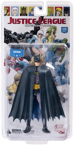 DC DIRECT BATMAN JLI ACTION FIGURE WAX HEAD SCULPT PROTOTYPE & CARDED FIGURE BY TIM BRUCKNER.