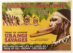 RINGLING BROS. BARNUM UBANGI SAVAGES LINEN MOUNTED CIRCUS POSTER.