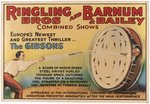 GIBSONS KNIFE THROWING ACT RINGLING BROS CIRCUS POSTER.