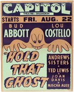 HOLD THAT GHOST ABBOTT COSTELLO SCREENPRINT WINDOW CARD.