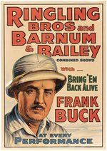 FRANK BUCK RINGLING BROS. ANIMAL TRAINER IMPORTER CIRCUS POSTER.