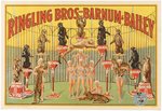 LEOPARDS BIG CAT RING W/SHOW GIRLS RINGLING CIRCUS POSTER.