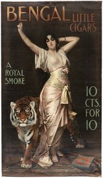 ROYAL BENGAL TIGER AND BEAUTY TOBACCO CIGARS ADVERTISING SIGN.