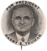 "FOR PRESIDENT HARRY S. TRUMAN" SCARCE 1948 SKETCH PORTRAIT BUTTON HAKE #2021.