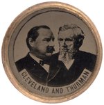 CLEVELAND AND THURMAN RARE 1888 UNIFACE FERROTYPE JUGATE BADGE HAKE #3185.