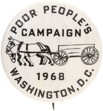 "POOR PEOPLE'S CAMPAIGN 1968 WASHINGTON, D.C." RARE CIVIL RIGHTS BUTTON.