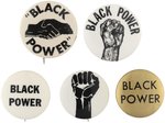 BLACK POWER COLLECTION OF FIVE CIVIL RIGHTS BUTTONS.
