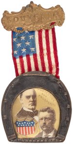 MCKINLEY AND ROOSEVELT 1900 "PROTECTION AND PROSPERITY" JUGATE BADGE.