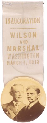 WILSON AND MARSHALL 1913 INAUGURAL RIBBON BADGE HAKE #135.