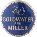 GOLDWATER & MILLER REFLECTIVE GOLD 1964 GOP ELEPHANT BUTTON.